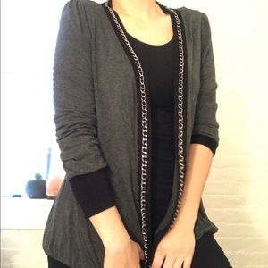 Long grey cardigan with chain detail